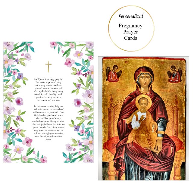 Tarjeta de oración de embarazo ortodoxo con flores (Subido por el creador)