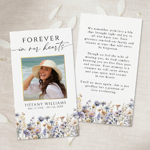 Tarjeta de oración de flores silvestres funerarias