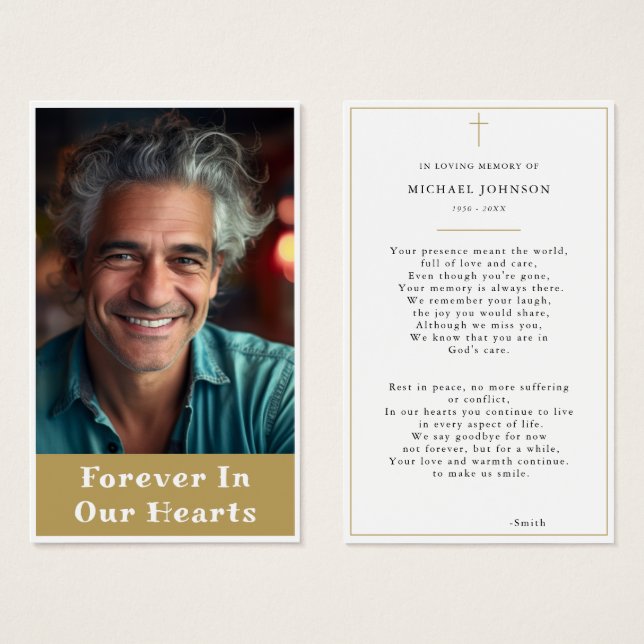 Tarjeta de oración de fotos católica conmemorativa (Anverso y reverso)