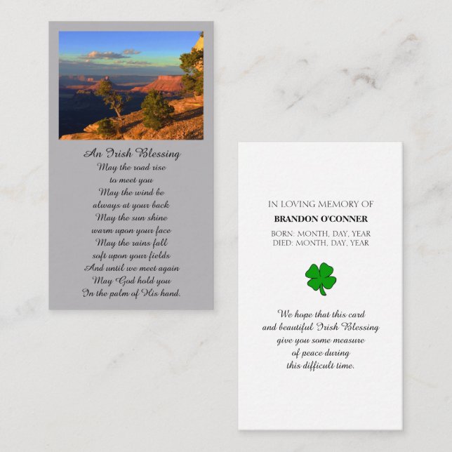 Tarjeta de oración de fotos conmemorativa de la si (Anverso / Reverso)
