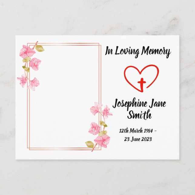 Tarjeta de oración de fotos florales de simpatía m (Anverso)