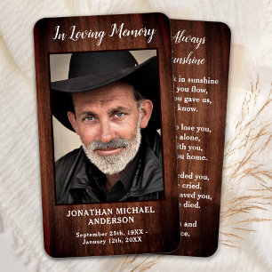 Tarjeta de oración de fúnebre conmemorativa rustic