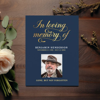 Tarjeta de oración de funeral con foto elegante de