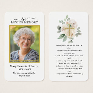 Tarjeta de oración de funerales con foto de oro fl