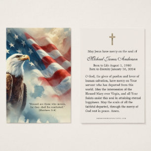 Tarjeta de oración de funerales patrióticos Bander