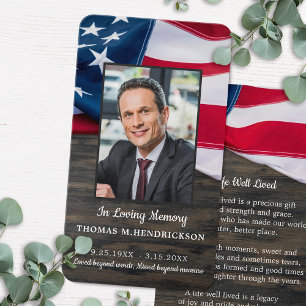 Tarjeta de oración de funerales premium Patriotic