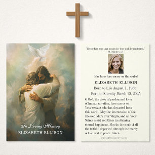 Tarjeta de oración de Jesús conmemorativa del fune
