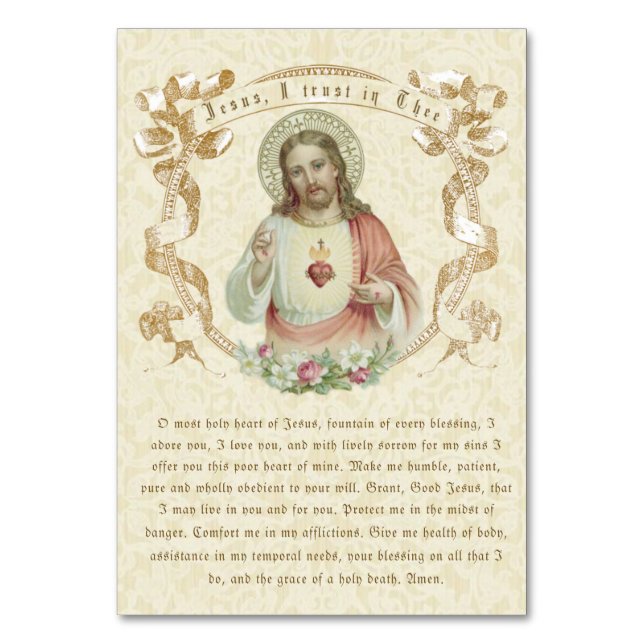Tarjeta de oración de Jesús del Corazón Sagrado Ca (Anverso)