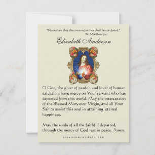 Tarjeta de oración de Jesús del Servicio de Funera