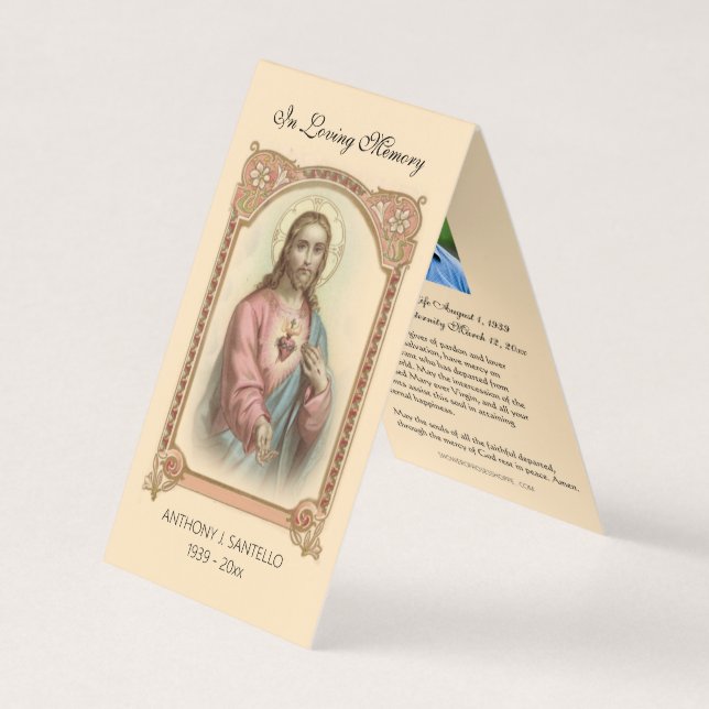 Tarjeta de oración de Jesús para el funeral católi (Anverso)