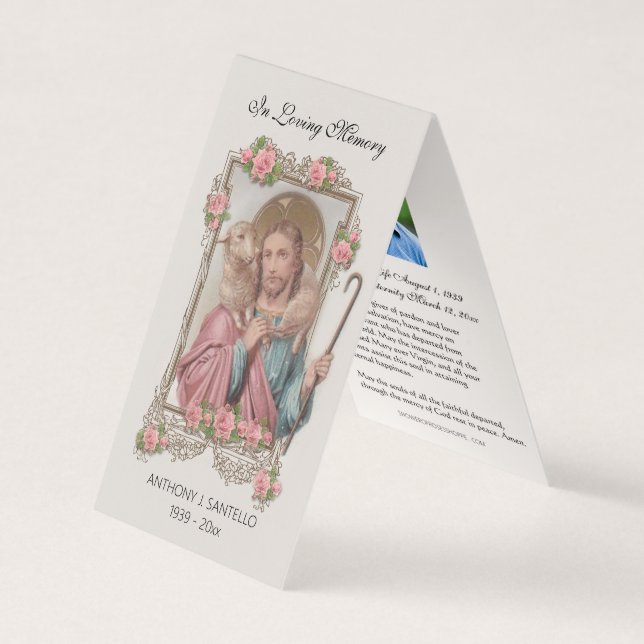 Tarjeta de oración de Jesús para el funeral católi (Anverso)
