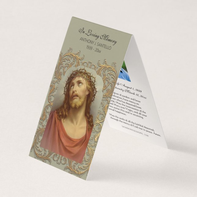 Tarjeta de oración de Jesús para el funeral católi (Anverso)