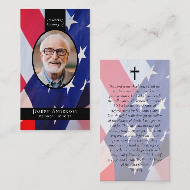 Tarjeta de oración de la bandera Oval Photo Milita (Anverso / Reverso)