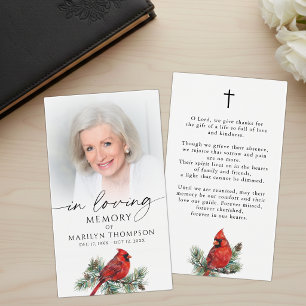 Tarjeta de oración de la cruz conmemorativa del fu