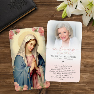 Tarjeta de oración de la cruz de la Virgen María r