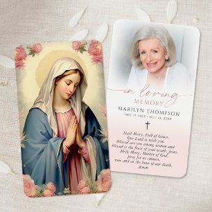 Tarjeta de oración de la cruz de la Virgen María r