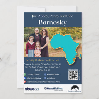 Tarjeta de oración de la familia Barnosky