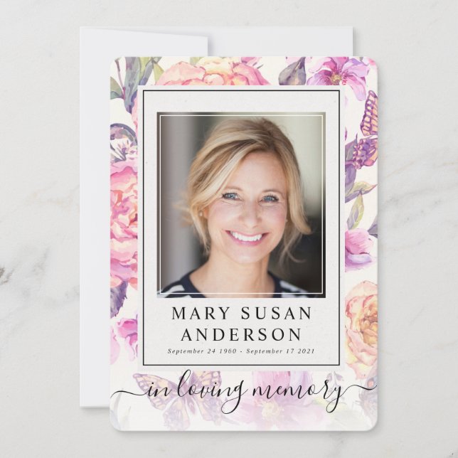 Tarjeta de oración de la foto del homenaje fúnebre (Anverso)