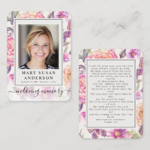 Tarjeta de oración de la foto del homenaje fúnebre