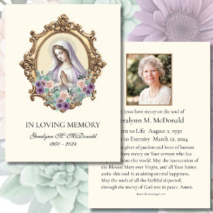 Tarjeta de oración de la Madre Católica María Flor