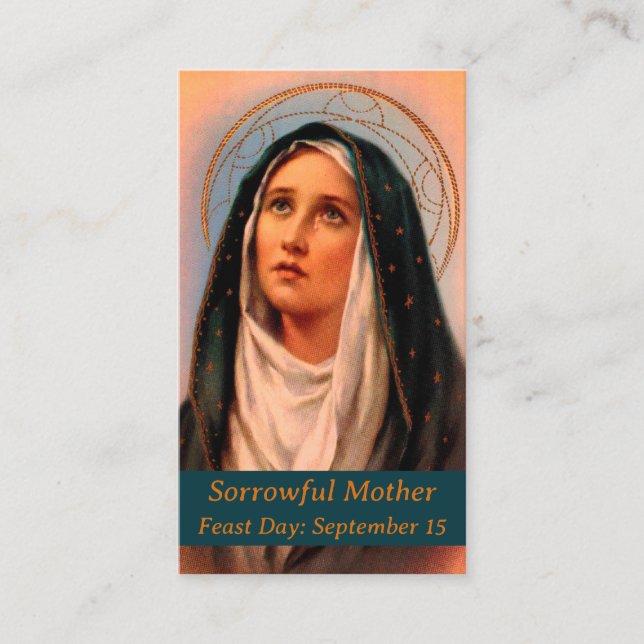 Tarjeta de oración de la madre dolorosa (Anverso)