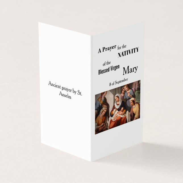 Tarjeta de oración de la Natividad de la Santísima (Exterior)