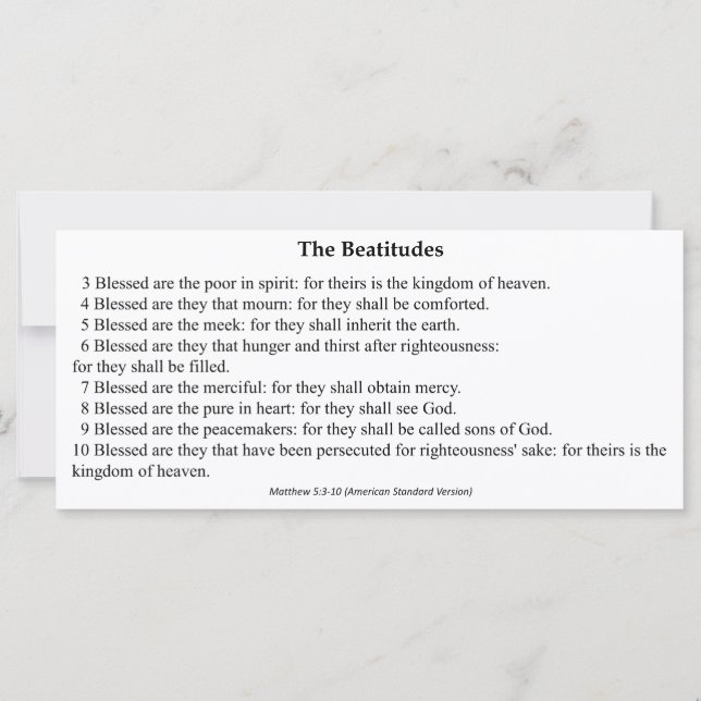 Tarjeta de oración de las Beatitudes (Anverso)