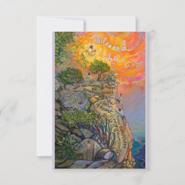 Tarjeta de oración de las Beatitudes, Sermón en el (Anverso)