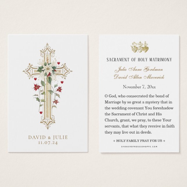 Tarjeta de oración de Navidad católica para boda  (Anverso y reverso)