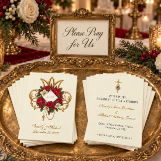 Tarjeta de oración de Navidad para boda católica