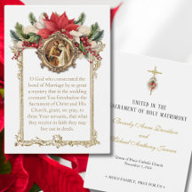 Tarjeta de oración de Navidad para boda católica