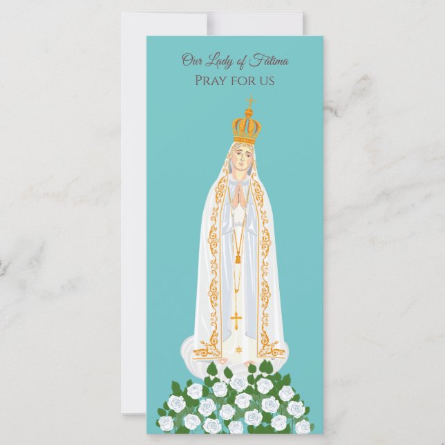 Tarjeta de oración de Nuestra Señora de Fátima y r (Anverso)