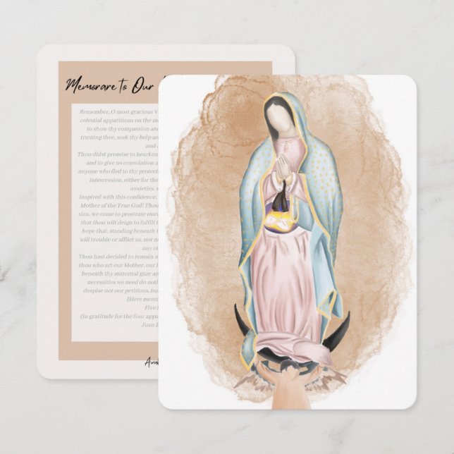 Tarjeta de Oración de Nuestra Señora de Guadalupe  (Anverso / Reverso)