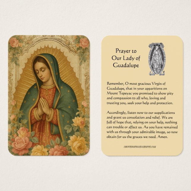 Tarjeta de oración de Nuestra Señora de Guadalupe (Anverso y reverso)