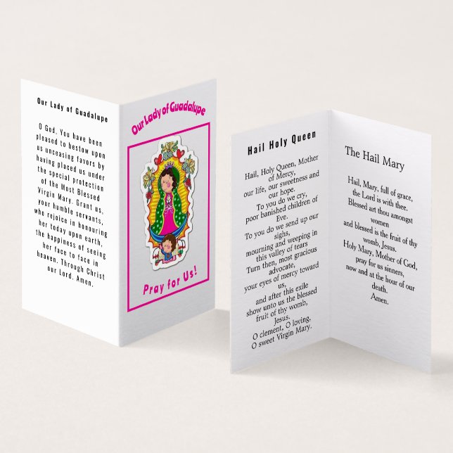 Tarjeta de oración de Nuestra Señora de Guadalupe (Interior y exterior)