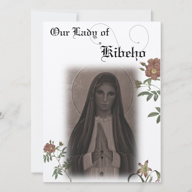 Tarjeta de oración de Nuestra Señora de Kibeho (Anverso)
