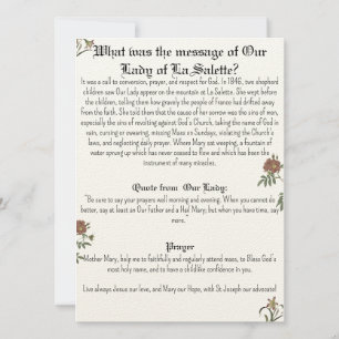 Tarjeta de oración de Nuestra Señora de La Salette