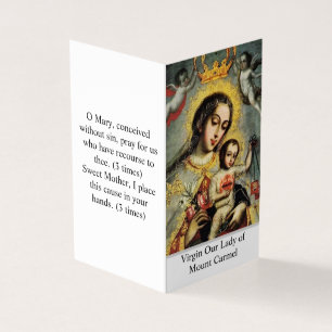Tarjeta de Oración de Nuestra Señora del Monte Car