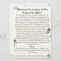 Tarjeta de oración de Nuestra Señora del Pilar