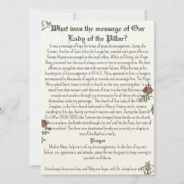 Tarjeta de oración de Nuestra Señora del Pilar