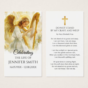 Tarjeta de oración de poema fúnebre de celebración