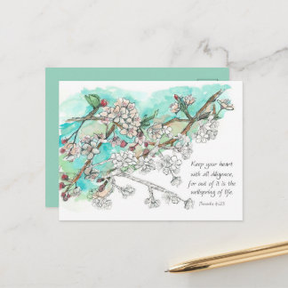 Tarjeta de oración de Proverbios Escrituras Flor d