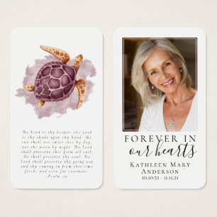Tarjeta de oración de recuerdo de fotos de tortuga