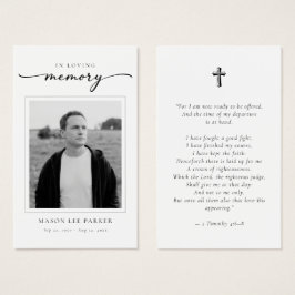 Tarjeta de oración de recuerdo de funeral con cruz