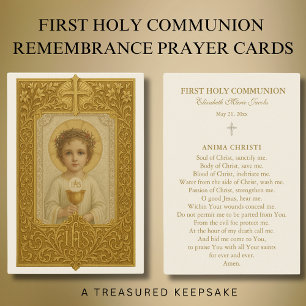 Tarjeta de oración de recuerdo para la primera com