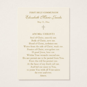 Tarjeta de oración de recuerdo para la primera com