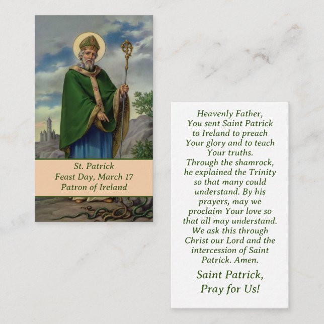 Tarjeta de oración de San Patricio (Anverso / Reverso)