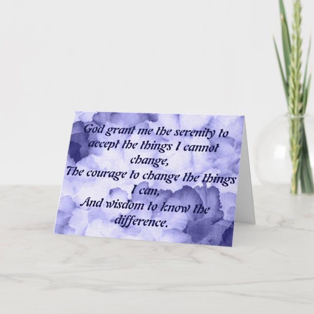 Tarjeta de oración de Serenity para recuperación d (Anverso)