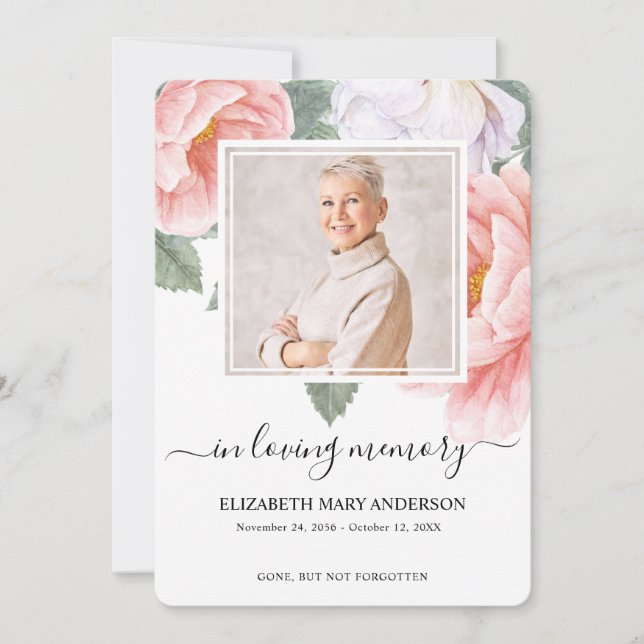 Tarjeta de oración de simpatía funeraria de acuare (Anverso)