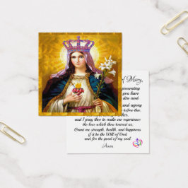 Tarjeta de oración del corazón inmaculado de Mary